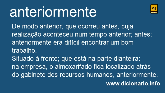 Significado de anteriormente