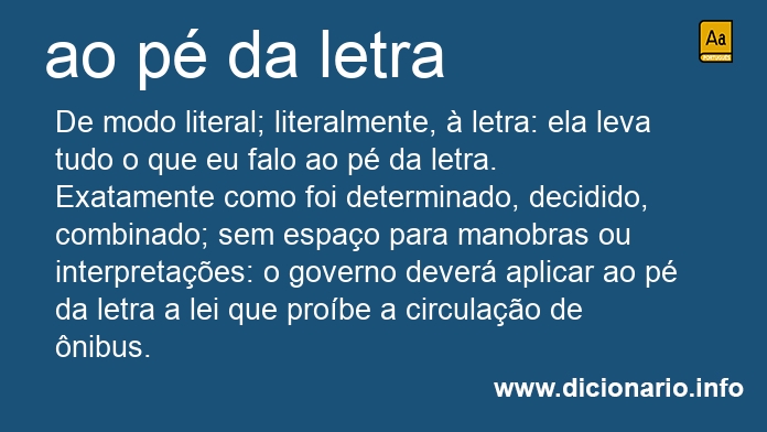 Significado de ao p da letra