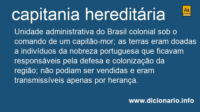 Significado de capitania hereditria