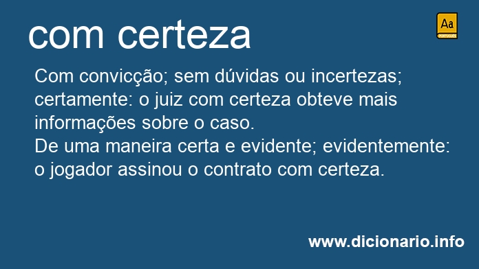 Significado de com certeza