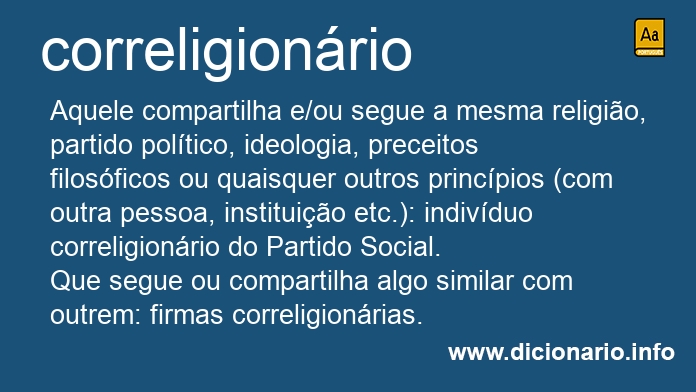 Significado de correligionrio