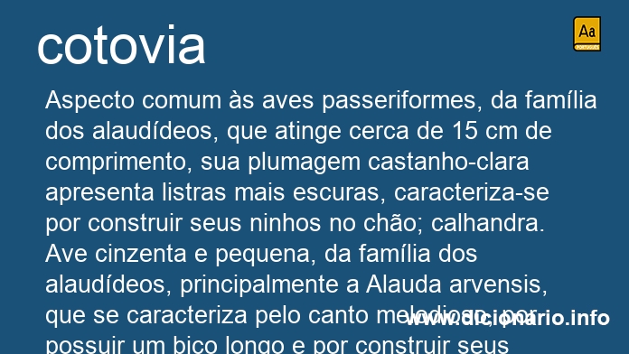 Significado de cotovia