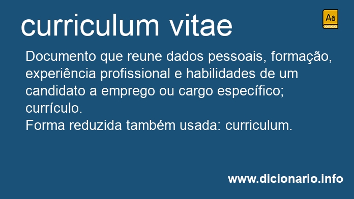Significado de curriculum vitae