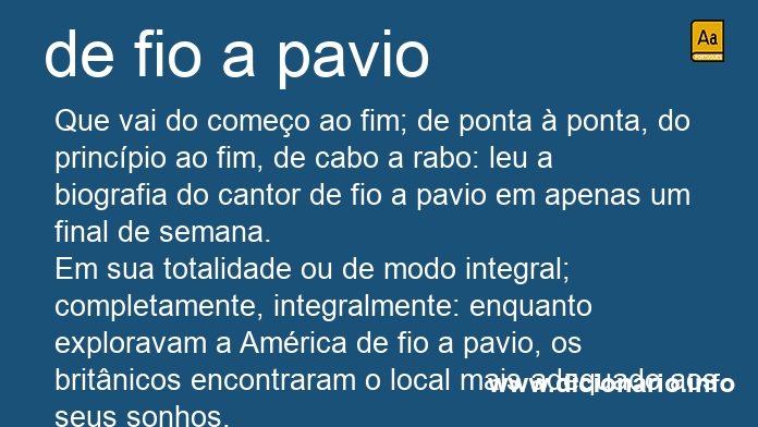 Significado de de fio a pavio