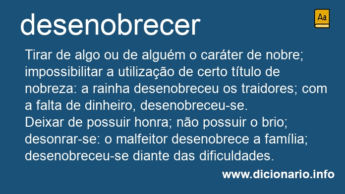 Significado de desenobrecer