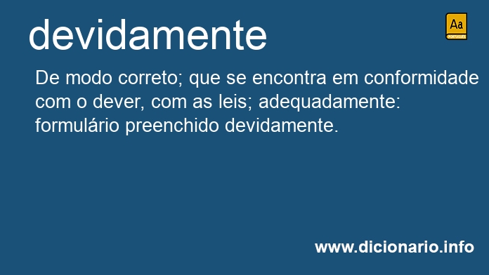 Significado de devidamente