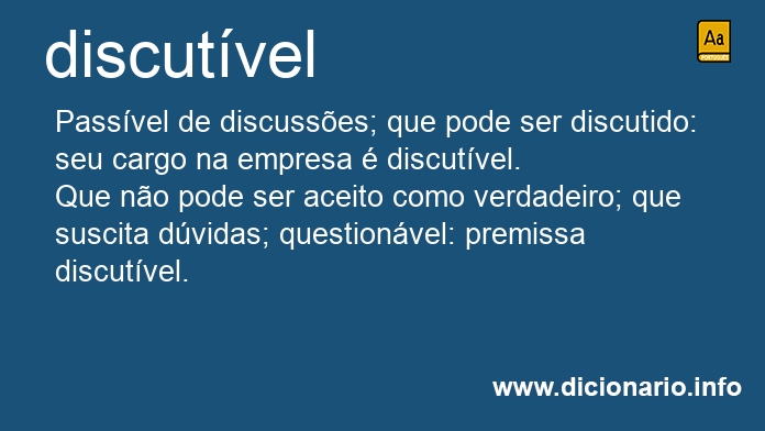 Significado de discutvel