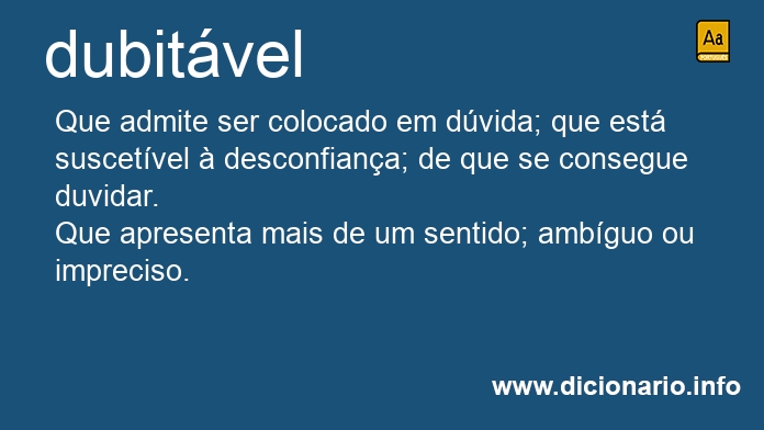 Significado de dubitvel