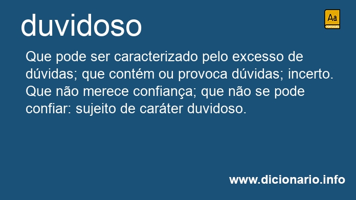 Significado de duvidoso