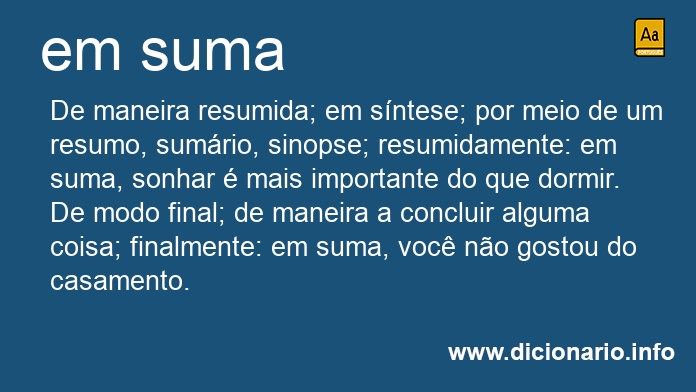 Significado de em suma