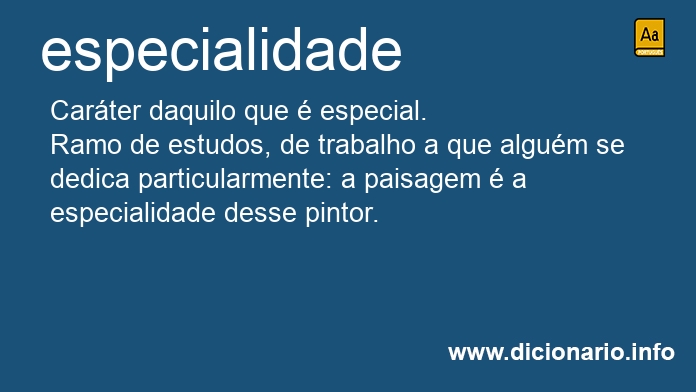 Significado de especialidade