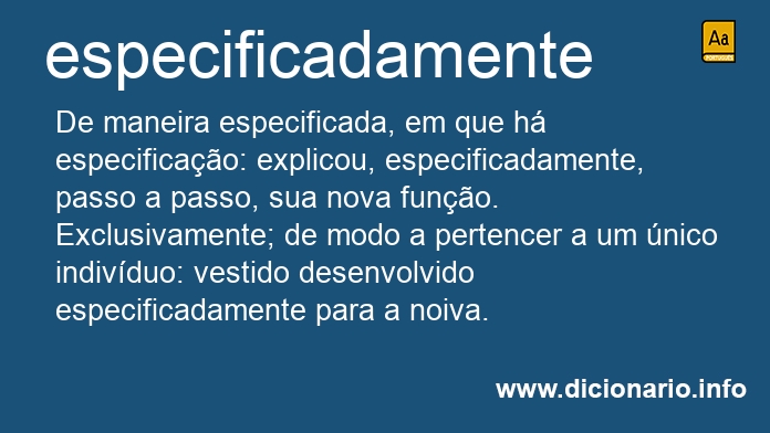 Significado de especificadamente