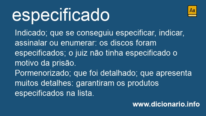 Significado de especificado