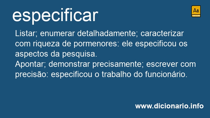 Significado de especificarei