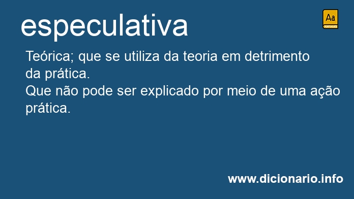 Significado de especulativa