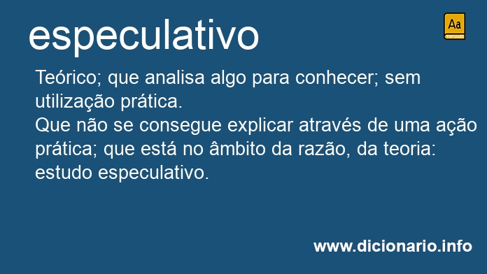 Significado de especulativo