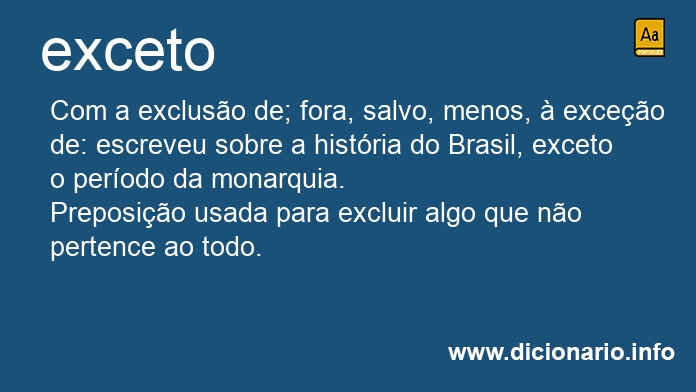 Significado de exceto