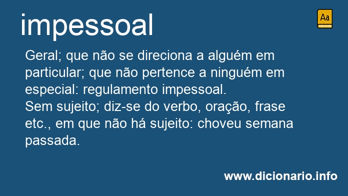 Significado de impessoais