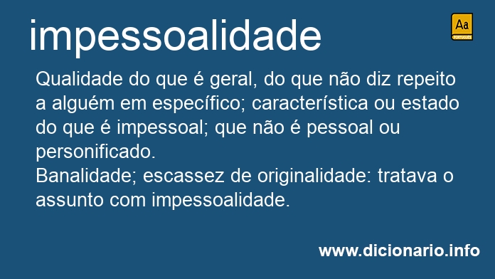 Significado de impessoalidade