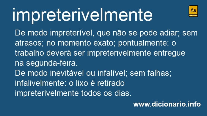 Significado de impreterivelmente