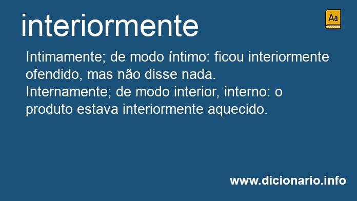 Significado de interiormente