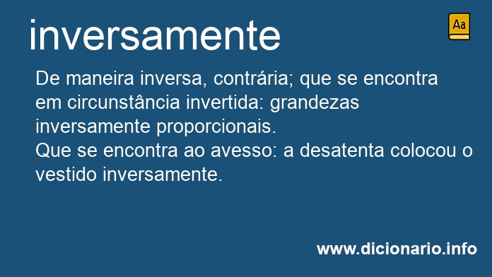 Significado de inversamente