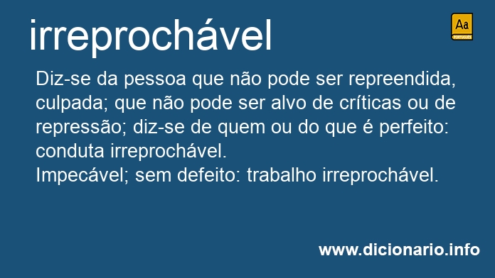 Significado de irreprochvel