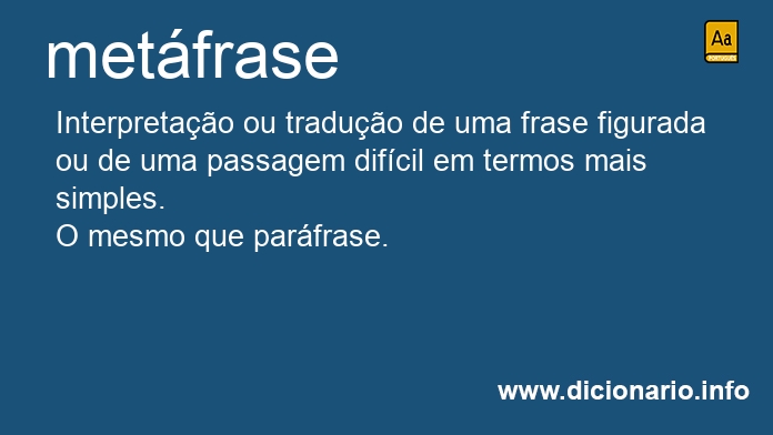 Significado de metfrase