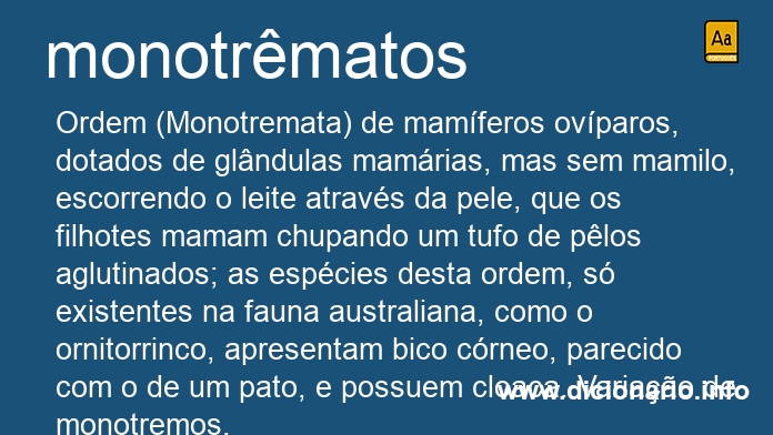 Significado de monotrmatos