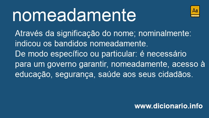 Significado de nomeadamente