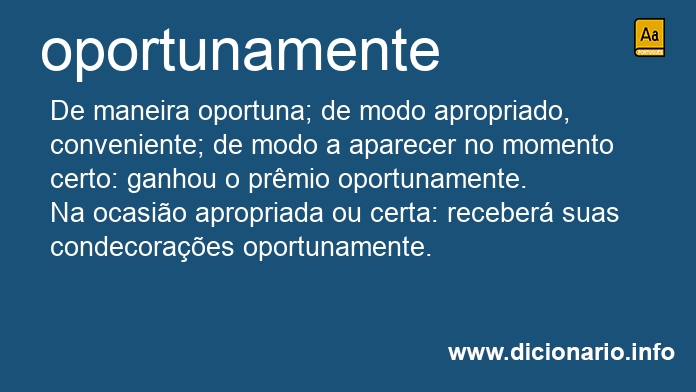 Significado de oportunamente