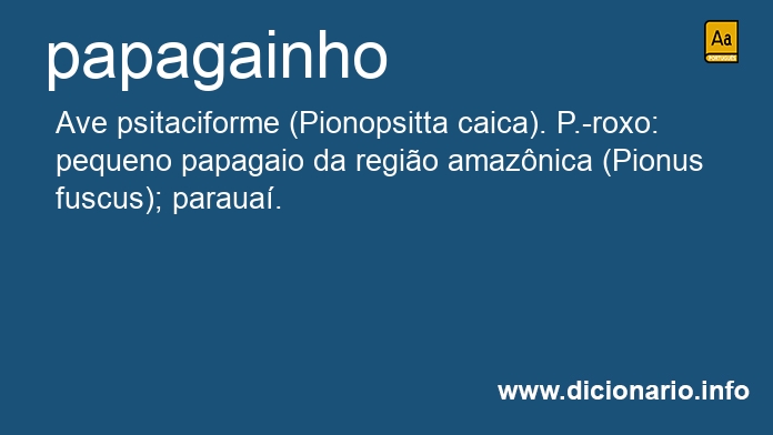 Significado de papagainho