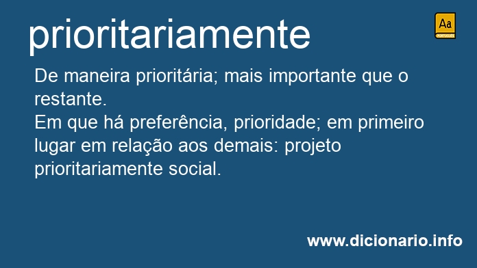 Significado de prioritariamente