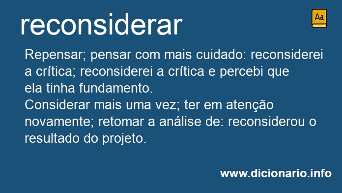 Significado de reconsideraro