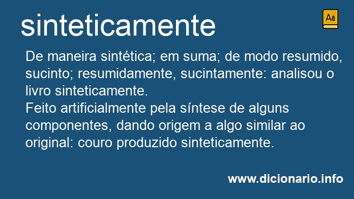 Significado de sinteticamente