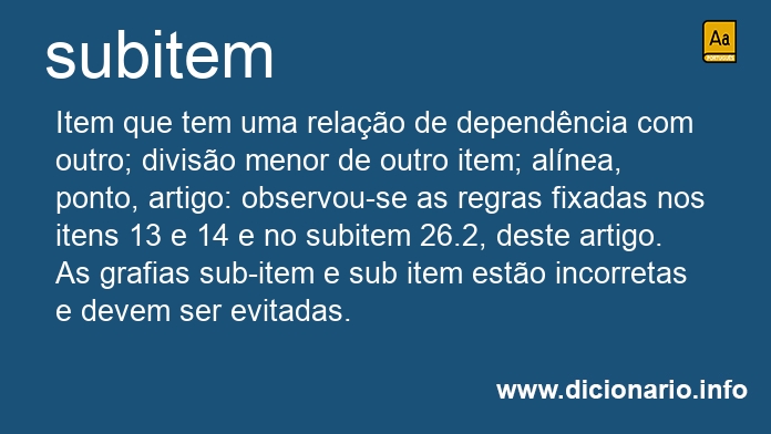 Significado de subitem