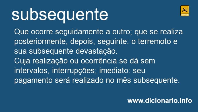 Significado de subsequente