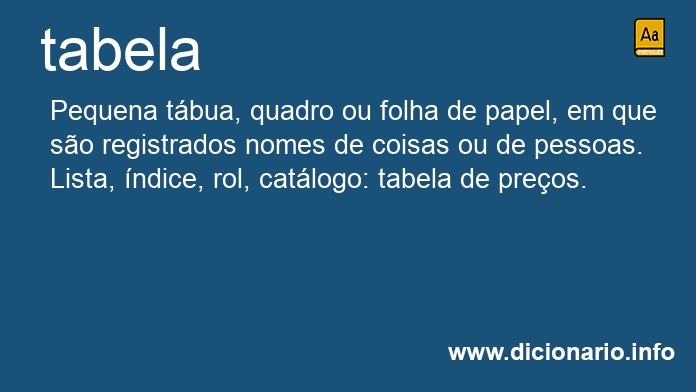 Significado de tabela