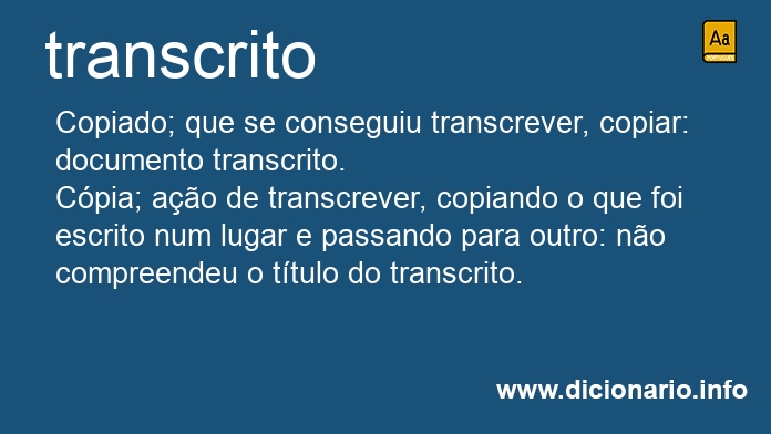 Significado de transcrita