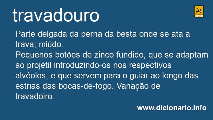 Significado de travadouro