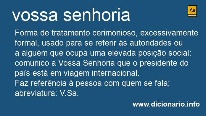 Significado de Vossa senhoria